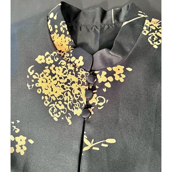 Vtg Tori Richard Black Gold Colorful Dress Gown w Jacket Cruise Print SZ 12 - Picture 15 of 15